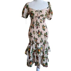 Significant Other Lily Orchard Print Puff Sleeve Dress 6 Romantic Cottagecore
